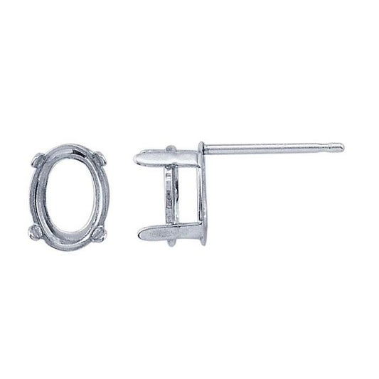 Sterling Silver 7 x 5mm Oval Basket Post Earring Mounting