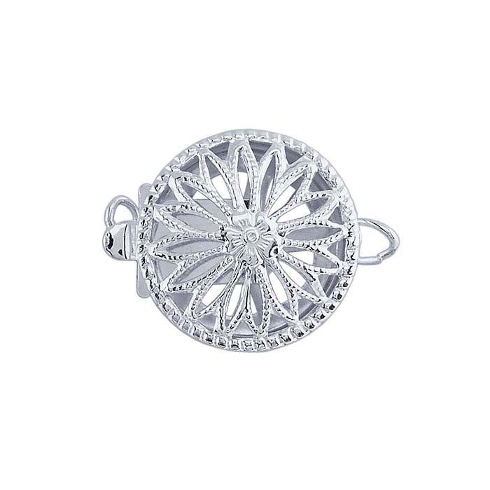 Sterling Silver 15 x 12.4mm Round Filigree Safety Clasp