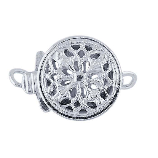 स्टर्लिंग सिल्वर 15 x 9.5mm गोल फिलिग्री सेफ्टी क्लास्प