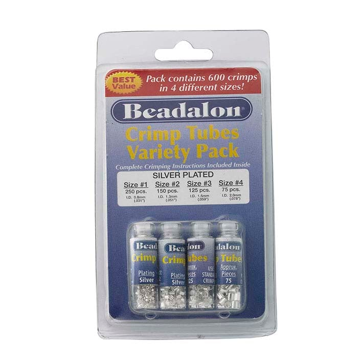 Beadalon® Silver-Plated Tube Crimp Bead Assortment, Sizes 1–4