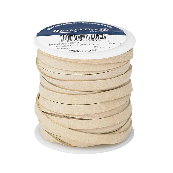 Buckskin Deerskin Leather 4.76mm Flat Lace, 15.24 m. Spool