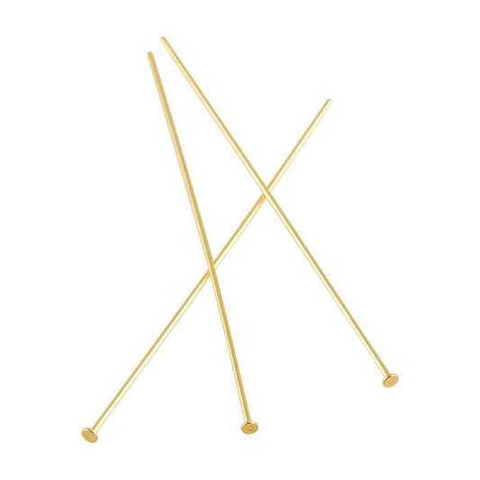 14/20 Yellow Gold-Filled 38.1mm 1.3mm Flat Head Pin, 0.51mm, 1/2-Hard