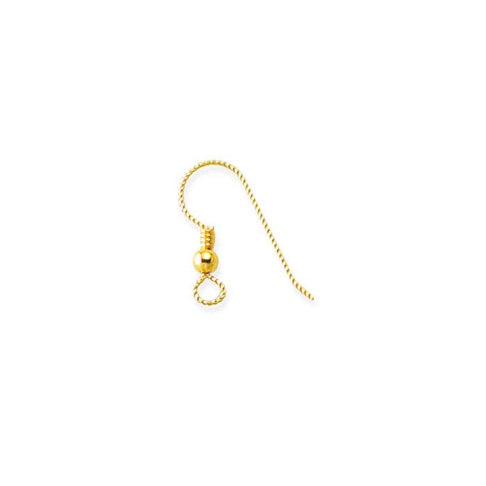14/20 Yellow Gold-Filled SlipLess™ Ear Wire with Loop, 3mm Bead and Coil