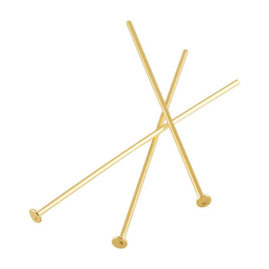 14/20 Yellow Gold-Filled 25.4mm 1.3mm Flat Head Pin, 0.57mm, 1/2-Hard