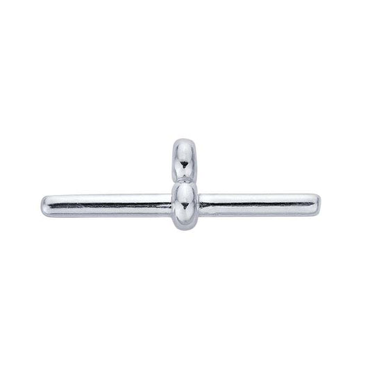 स्टर्लिंग सिल्वर 6.3 x 18mm फ्लैट-एंड राउंड टॉगल क्लास्प, केवल बार साइड