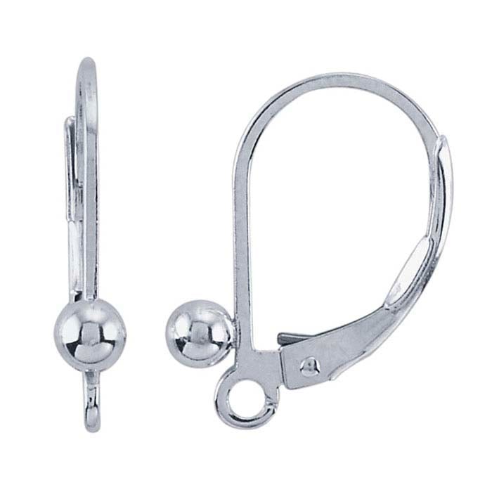Sterling Silver Ball Lever-Back Ear Wire with Open Ring