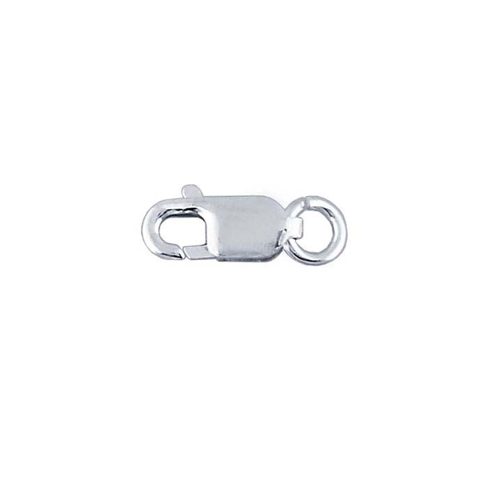 Sterling Silver 10.5 x 3.5mm Oval Lobster Clasp with Open Ring