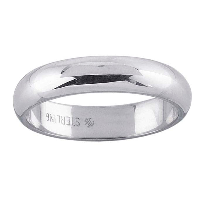 Nordt Sterling Silver 4mm Half-Round Wedding Band