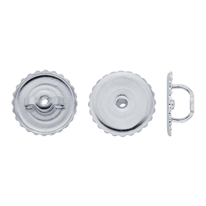 14K White Gold 8.9mm Threaded Ear Nut