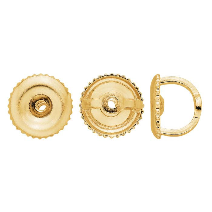 14K Yellow Gold 6.4mm Threaded Ear Nut
