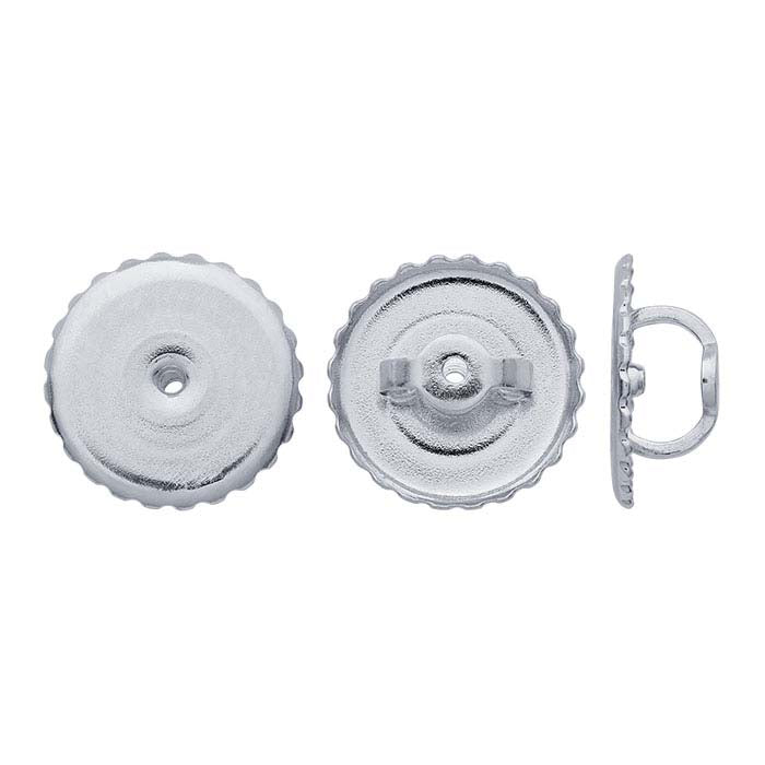 14K White Gold 8.9mm Threaded Ear Nut
