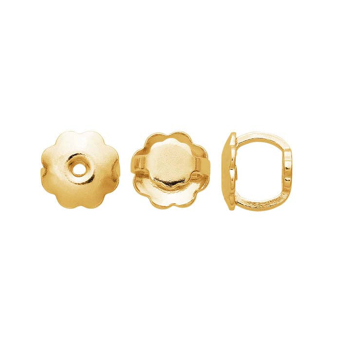 14K Yellow Gold 6.4mm Threaded Ear Nut