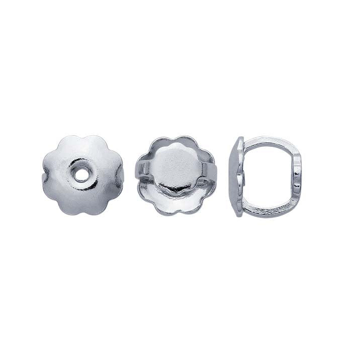 14K White Gold 6.4mm Threaded Ear Nut