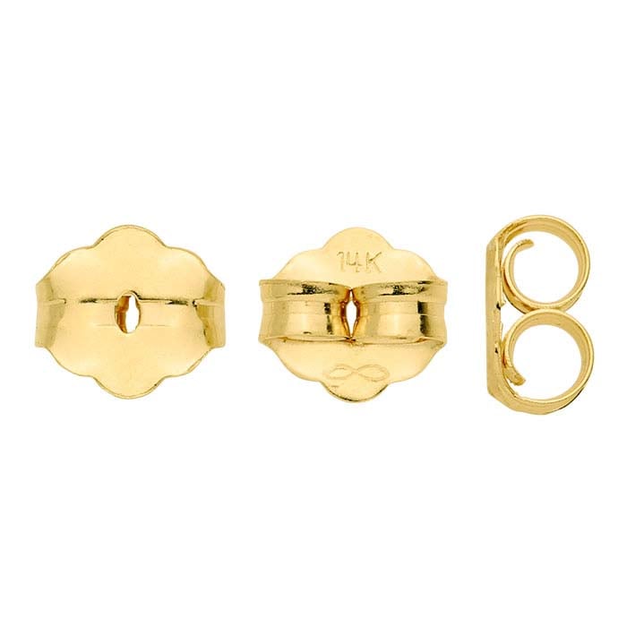 14K Yellow Gold Universal Threaded Safety Ear Nut