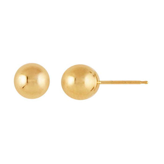 14K Yellow Gold Hollow Ball Post Earring