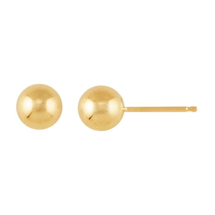14K Yellow Gold Hollow Ball Post Earring