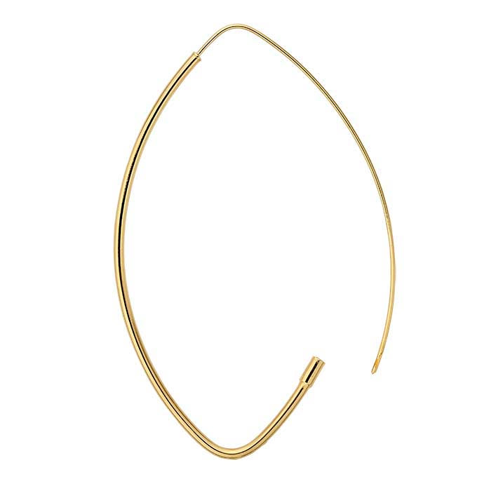 14K Yellow Gold Marquise Hoop Earrings