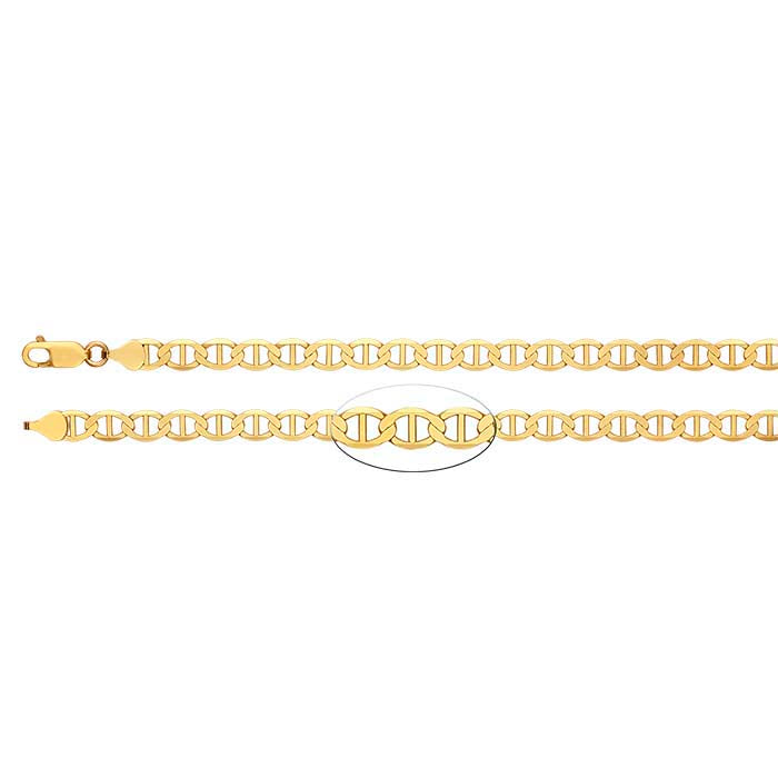 14K Yellow Gold 6.3mm Diamond-Cut Anchor Chain