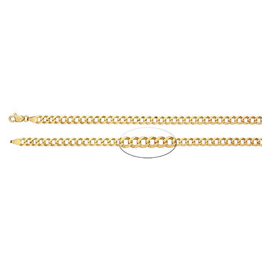 14K Yellow Gold 4.7mm Diamond-Cut Curb Chain