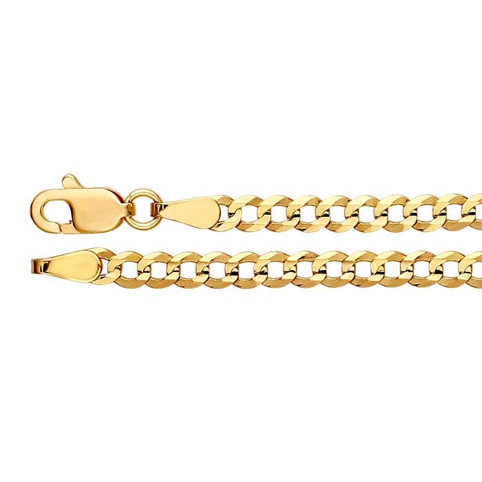 Corrente Curb com Corte Diamante 3,2mm em Ouro Amarelo 14K