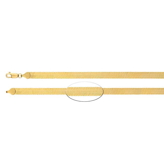 14K gult gull 6 mm sildebenkjede