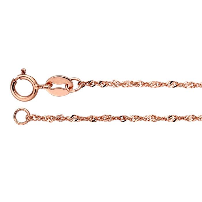 14K Rose Gold 1mm Diamond-Cut Singapore Chain