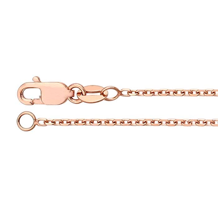 14K Rose Gold 1.2mm Diamond-Cut Beveled Cable Chain