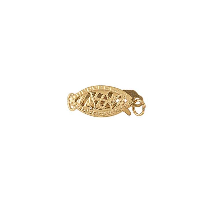 14K Yellow Gold 16.6 x 5.3mm Marquise Filigree Safety Clasp