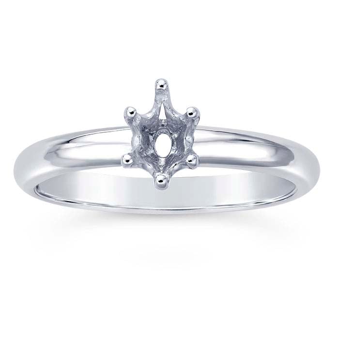 14K White Gold 6 x 4mm Oval Ring Mounting
