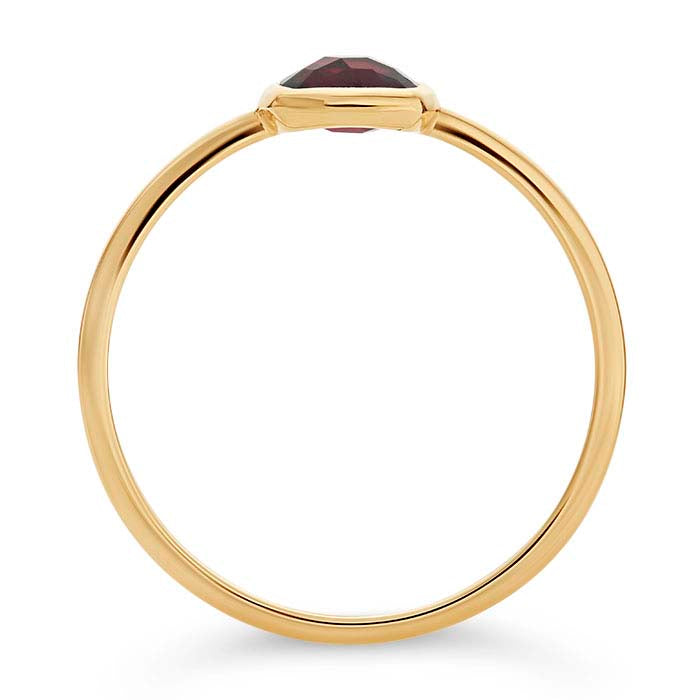 14K Yellow Gold 5mm Cushion Garnet-Set Ring