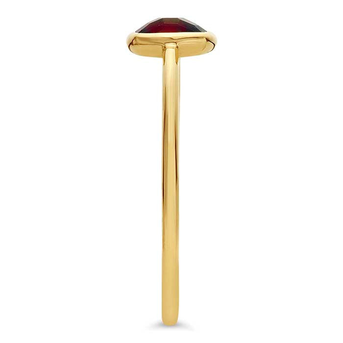 14K Yellow Gold 5mm Cushion Garnet-Set Ring
