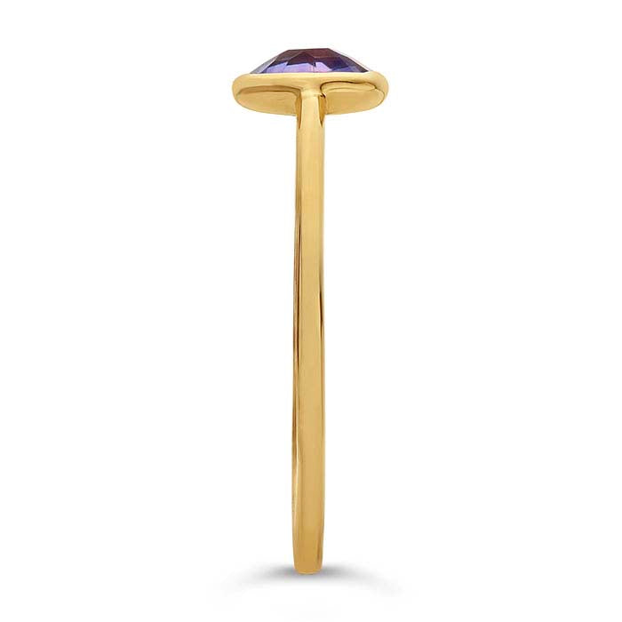 14K Yellow Gold 5mm Cushion Amethyst-Set Ring