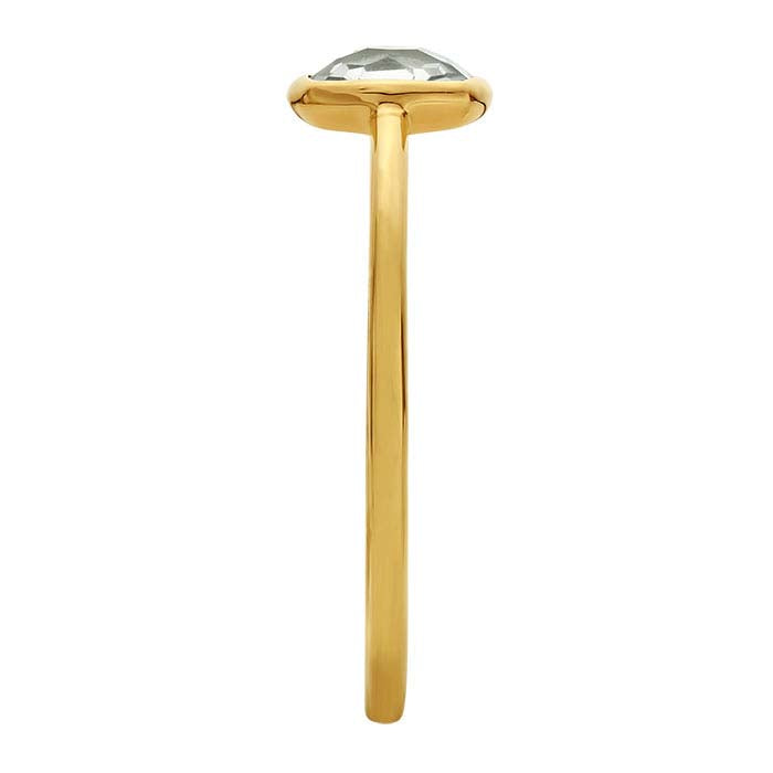 Pierścionek z 14-karatowego żółtego złota z poduszkowym 5 mm jasnozielonym ametystem