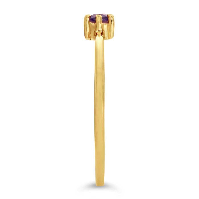 14K Yellow Gold 3mm Round Amethyst-Set Ring