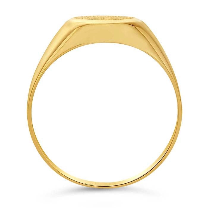 14K Yellow Gold Matte 11 x 9mm Oval Signet Ring