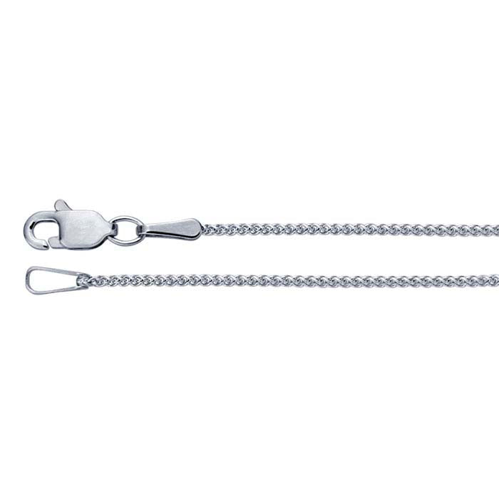 14K White Gold 1mm Round Wheat Chain