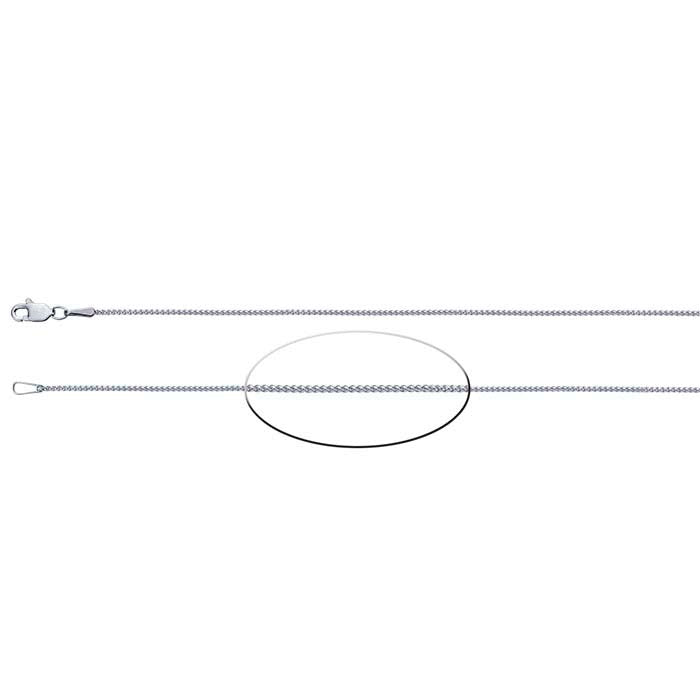 14K White Gold 1mm Round Wheat Chain