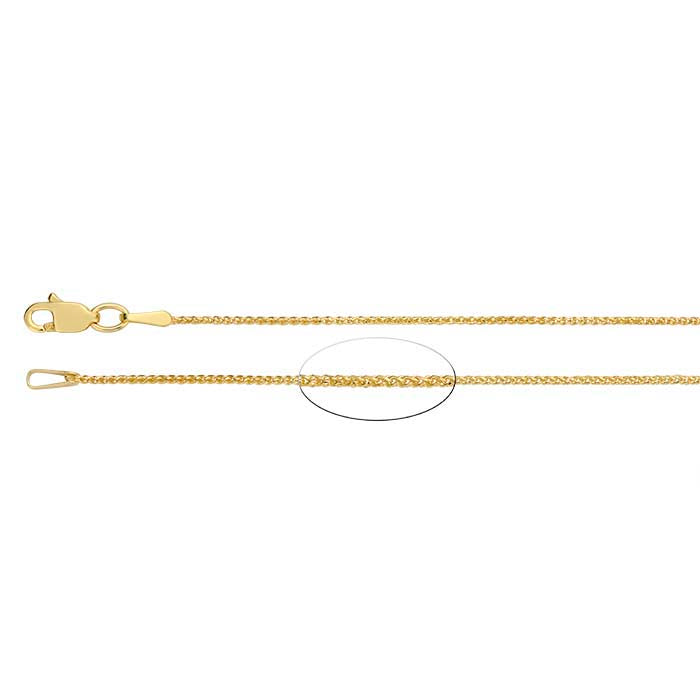 14K Yellow Gold 1mm Diamond-Cut Wheat Chain
