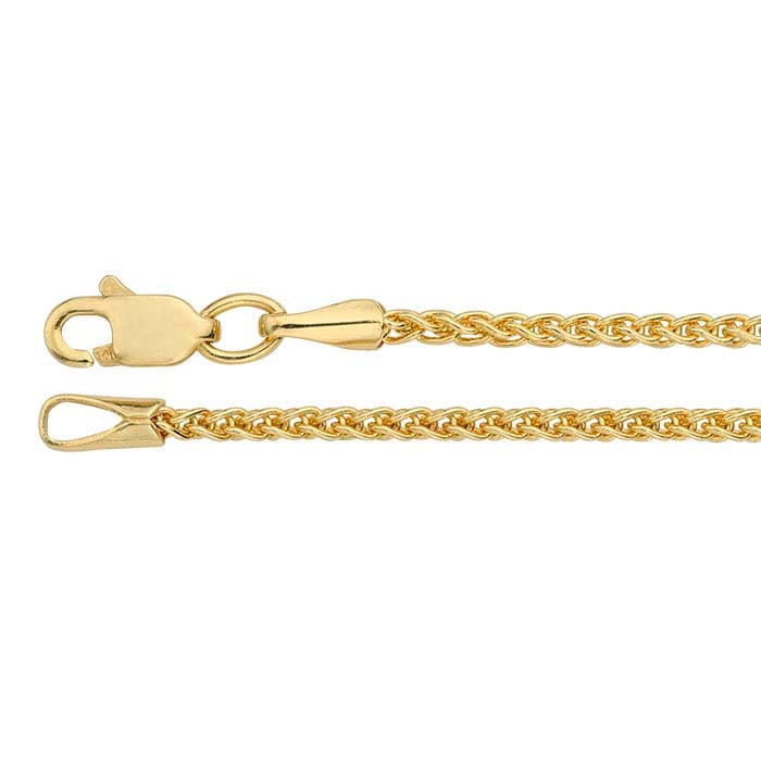 14K Yellow Gold 1.5mm Round Wheat Chain
