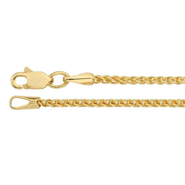 14K Yellow Gold 1.5mm Round Wheat Chain