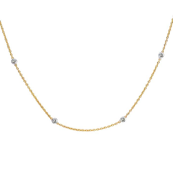 14K Yellow Gold Diamond-Set Cable Chain Necklace