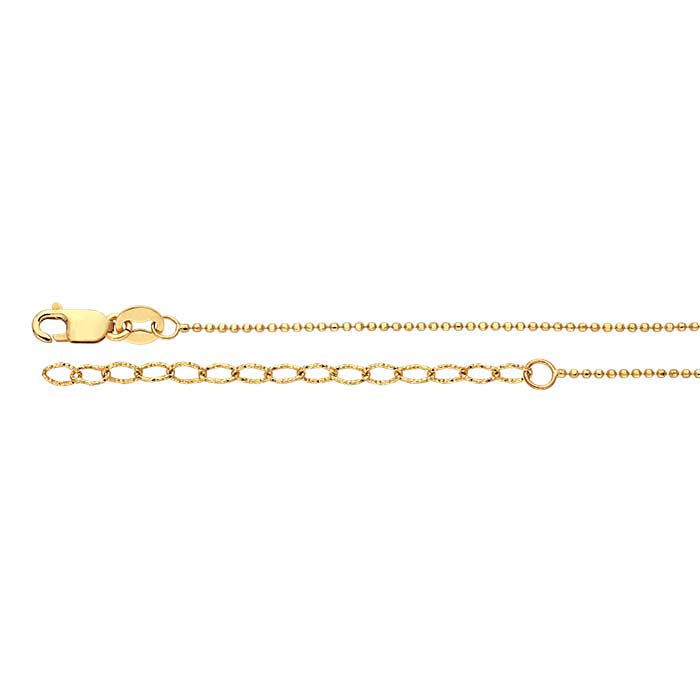14K Yellow Gold Diamond-Set Bead Chain Necklace