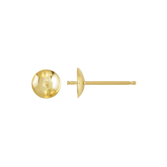 14K Yellow Gold 5mm Pearl Post Earring Mounting