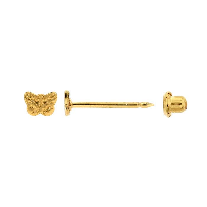Inverness® Stainless Steel Yellow Gold-Plated Piercing Earring, Butterfly