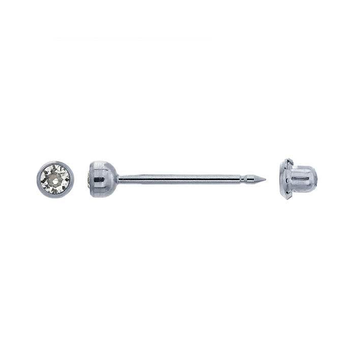Inverness® Stainless Steel Piercing Earring, 3mm Crystal-Set
