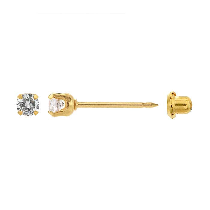 Inverness® 14K guldbelagt piercingørering, 3 mm CZ-sat