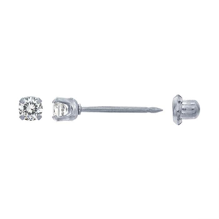 Σκουλαρίκι Piercing Inverness® από Λευκό Χρυσό 14Κ, 3mm με CZ-Πέτρα