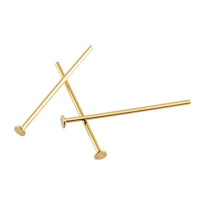 14K Yellow Gold 12.7mm 1.3mm Flat Head Pin, 0.51mm, 1/2-Hard