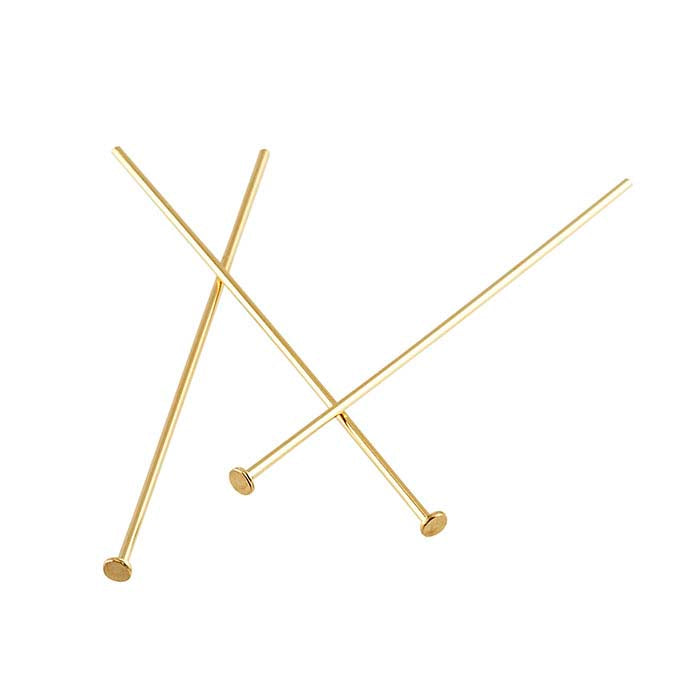 14K पीला सोना 25.4 मिमी 1.3 मिमी फ्लैट हेड पिन, 0.51 मिमी, 1/2-कठिन