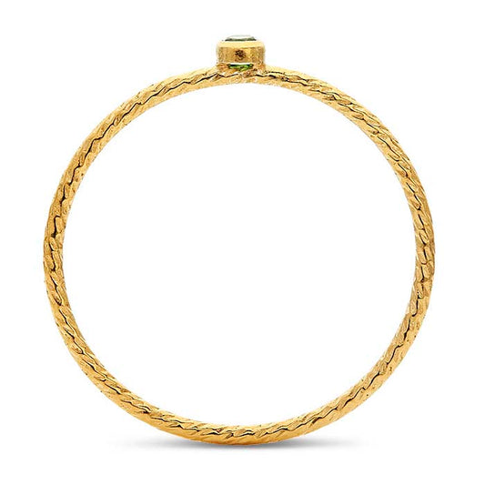 Anel Brilhante com CZ Verde, Folheado a Ouro Amarelo 14/20